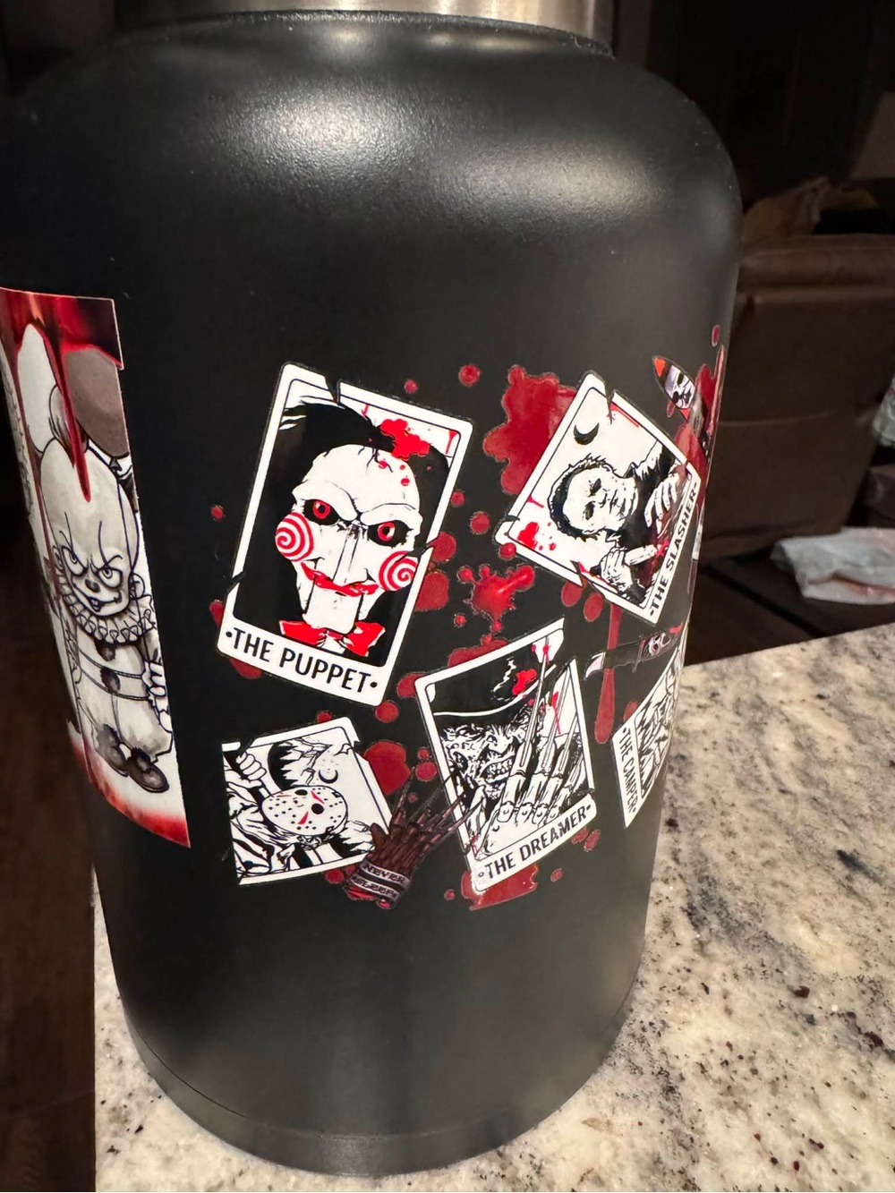 RTIC HORROR THEMED Black Insulated Water Bottle with Horror Character Graphic - Picture 2 of 7